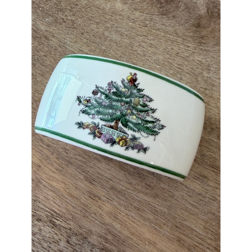 Spode Christmas Tree Napkin Ring Ceramic Oval Holiday Decor